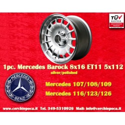 1 Stk Felge Mercedes Barock 8x16 ET11 5x112 silver/polished 107 108 109 116 123 126
