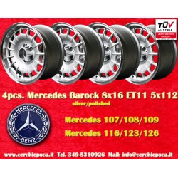 4 Stk Felgen Mercedes Barock 8x16 ET11 5x112 silver/polished 107 108 109 116 123 126