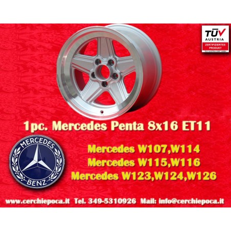 1 pz. cerchio Mercedes Penta 8x16 ET11 5x112 silver/diamond cut 107 108 109 116 123 126