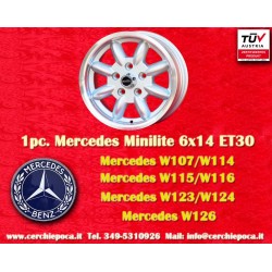 1 pc. jante Mercedes Minilite 6x14 ET30 5x112 silver/diamond cut Consul, Granada, P5, P6, P7, Mercedes 108 109 113 114 1