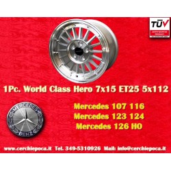 1 pz. cerchio Mercedes WCHE 7x15 ET25 5x112 silver/diamond cut 107 116 123 124 126 HO