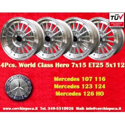 4 Stk Felgen Mercedes WCHE 7x15 ET25 5x112 silver/diamond cut 107 116 123 124 126 HO