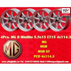 4 pz. cerchi MG Minilite 6x13 ET16 4x108 silver/diamond cut Escort Mk1-2, Capri, Cortina