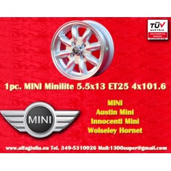 1 pc. jante Mini Minilite 5.5x13 ET25 4x101.6 silver/diamond cut Mini Mk1-3