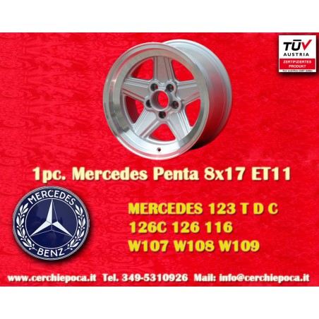 1 pz. cerchio Mercedes Penta 8x17 ET11 5x112 silver/diamond cut 107 108 109 116 123 126