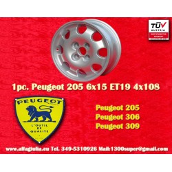 1 Stk Felge Peugeot Speedline 6x15 ET19 4x108 silver 205, 306, 309