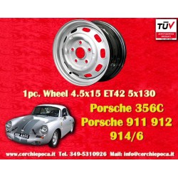1 pz. cerchio Porsche  4.5x15 ET42 5x130 silver 356 C SC, 911 -1969, 912