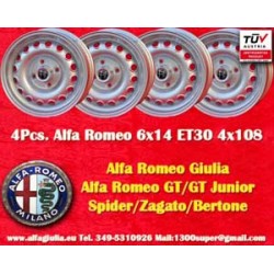 4 Stk Felgen Alfa Romeo Campagnolo 6x14 ET30 4x108 silver Giulia, 105 Berlina, Coupe, Spider, GT GTA GTC