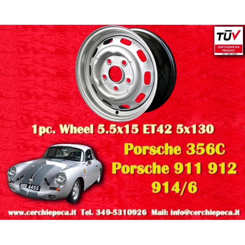 1 pc. wheel Porsche  5.5x15 ET42 5x130 silver 356 C SC, 911 -1969, 912