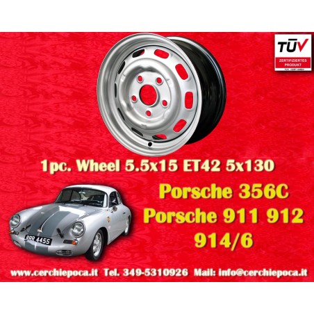 1 pz. cerchio Porsche  5.5x15 ET42 5x130 silver 356 C SC, 911 -1969, 912