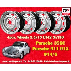 4 pcs. jantes Porsche  5.5x15 ET42 5x130 silver 356 C SC, 911 -1969, 912