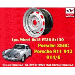 1 pz. cerchio Porsche  6x15 ET36 5x130 silver 356 C SC, 911 -1969, 912