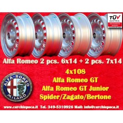 4 Stk Felgen Alfa Romeo Campagnolo 6x14 ET30 7x14 ET23 4x108 silver Giulia, 105 Berlina, Coupe, Spider, GT GTA GTC
