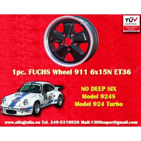 1 Stk Felge Porsche  Fuchs 6x15 ET36 5x130 matt black/diamond cut 911 -1989, 914 6, 944 -1986, 924 turbo-Carrera GT