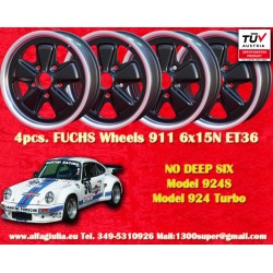 4 Stk Felgen Porsche  Fuchs 6x15 ET36 5x130 matt black/diamond cut 911 -1989, 914 6, 944 -1986, 924 turbo-Carrera GT