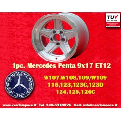 1 Stk Felge Mercedes Penta 9x17 ET12 5x112 silver/diamond cut 107 108 109 116 123 126