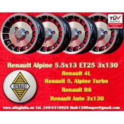 4 pz. cerchi Renault Alpine 5.5x13 ET25 3x130 matt black/diamond cut R4, R5, R6