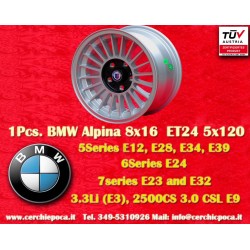 1 Stk Felge BMW Alpina 8x16 ET24 5x120 silver/black 5 E12, E28, E34, 6 E24, 7 E23, E32, E3, E9