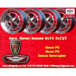 4 pcs. jantes Rover Jensen  6x15 ET33 5x127 anthracite/diamond cut Interceptor, Rover P5 P6