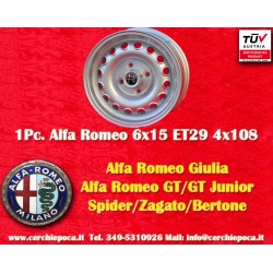 1 Stk Felge Alfa Romeo Campagnolo 6x15 ET28.5 4x108 silver Giulia, 105 Berlina, Coupe, Spider, GT GTA GTC