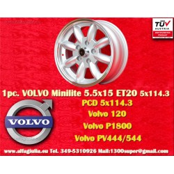 1 pc. jante Volvo Minilite 5.5x15 ET20 5x114.3 silver/diamond cut 120, P1800, PV444 544