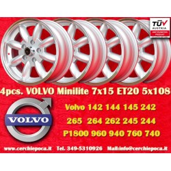 4 pcs. jantes Volvo Minilite 7x15 ET20 5x108 silver/diamond cut Series 100, 200, 700, 900