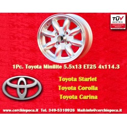 1 Stk Felge Toyota Minilite 5.5x13 ET25 4x114.3 silver/diamond cut 120 140 160 180,Toyota Corolla,Starlet,Carina
