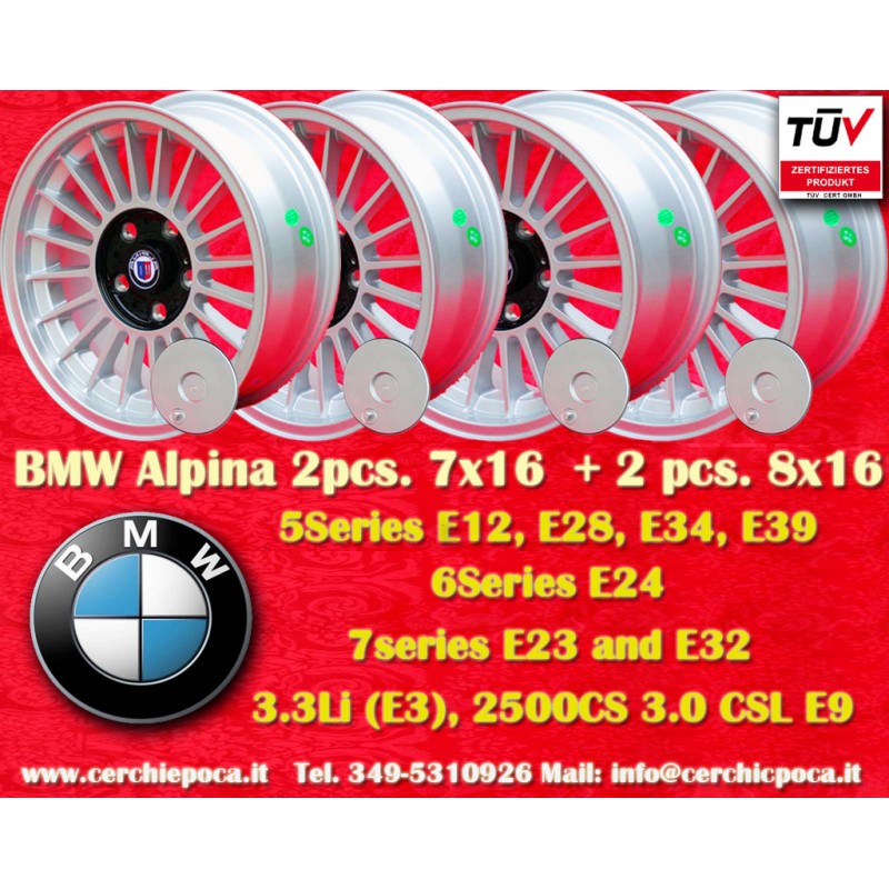 4 Stk Felgen BMW Alpina 7x16 ET11 8x16 ET24 5x120 silver/black 5 E12, E28, E34, 6 E24, 7 E23, E32, E3, E9