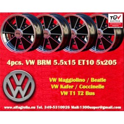 4 pz. cerchi Volkswagen BRM 5.5x15 ET10 5x205 black/diamond cut Beetle -67, T1, T2a