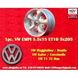 1 Stk Felge Volkswagen EMPI 5.5x15 ET10 5x205 silver/diamond cut Beetle -67, T1, T2a